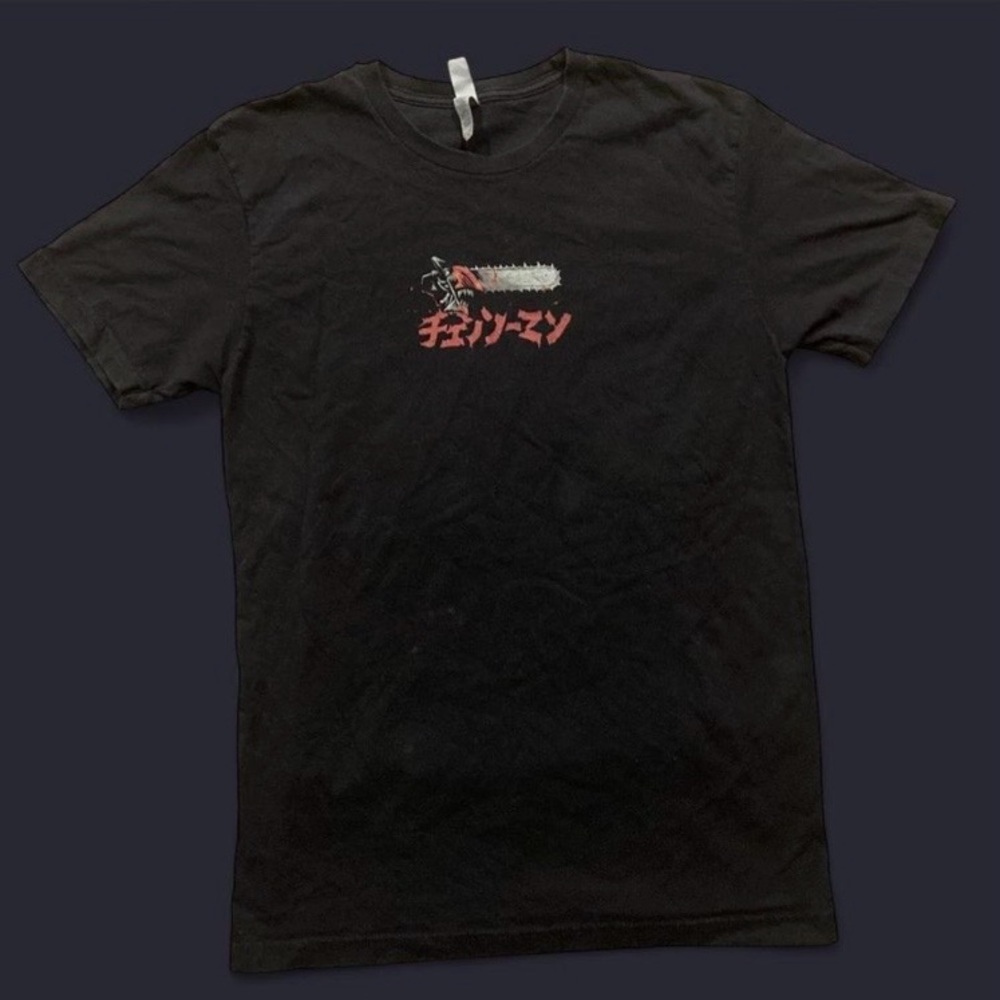 Chainsaw Man and Power black t-shirt with red accents
